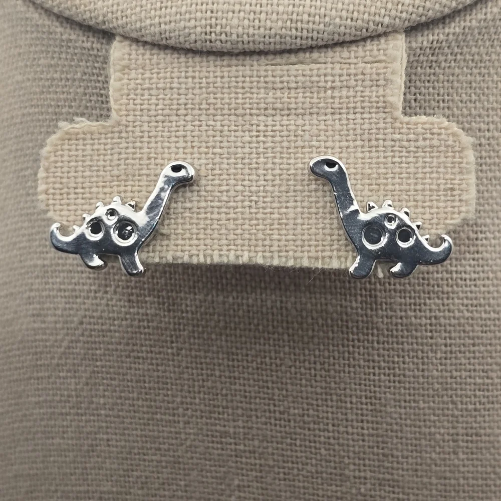 Charming Silver Dinosaur Earrings